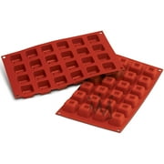 Silikomart Professional SF080 سيليكون خبز العفن مربع Savarin 0.54 Oz Volume، 1.37 x 1.37 x 0.84 High، 24 Cavities 1 كل