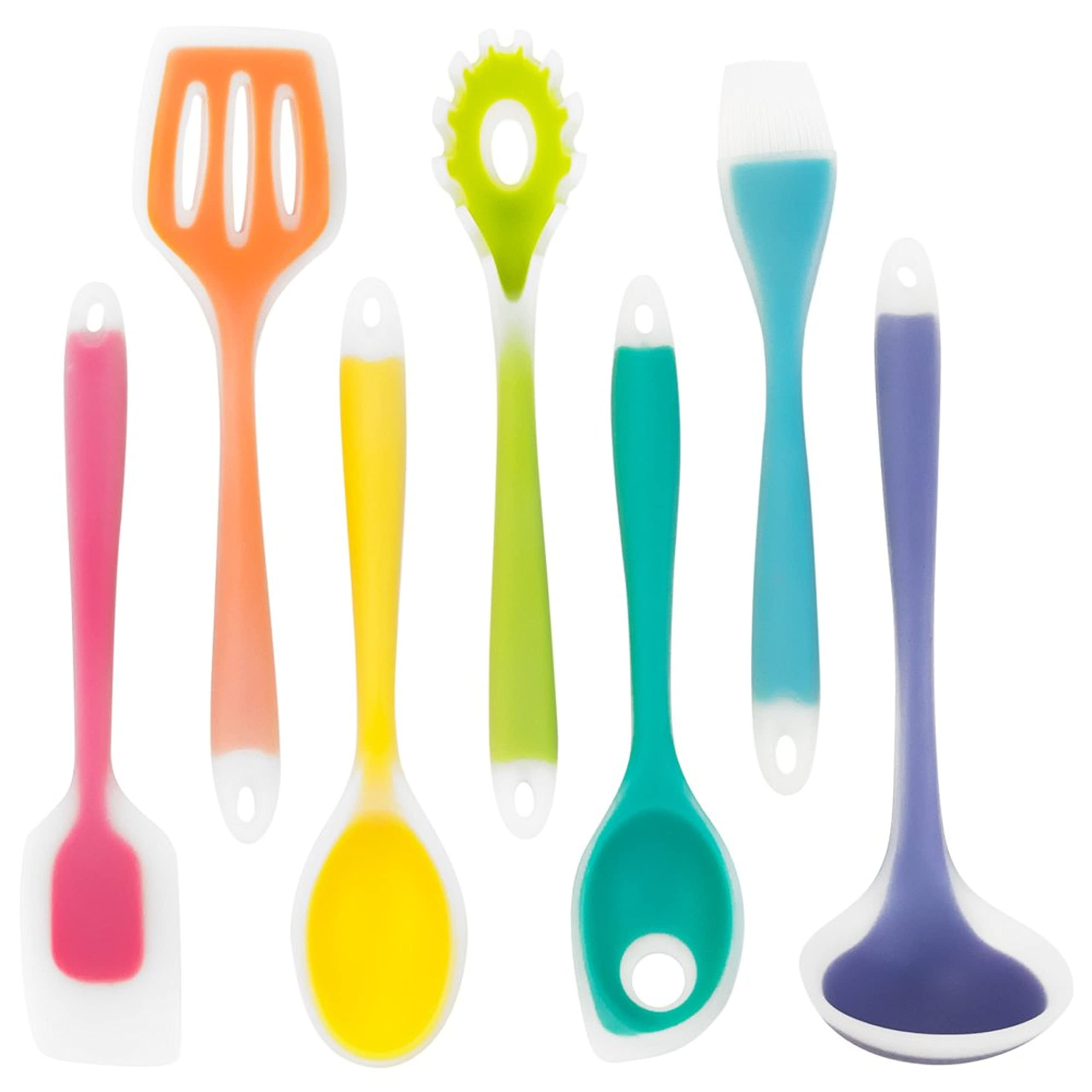 Silikon Rainbow Kitchen Utensils 7 Piece Silicone Cooking Set with