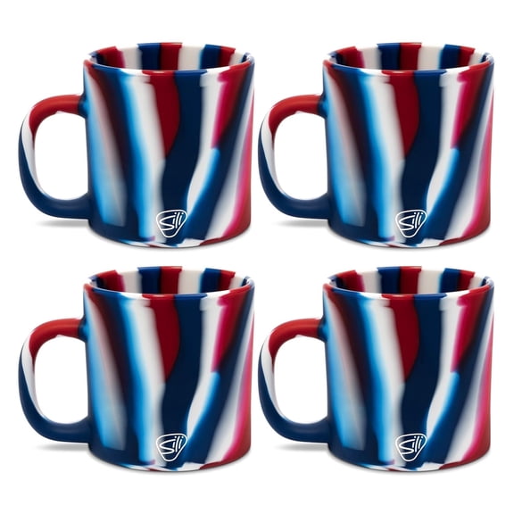 Silipint 16oz Silicone Coffee Mug – Unbreakable, Dishwasher Safe, Microwave, Oven & Freezer Compatible Travel Mug – Non-Toxic Reusable Cup for Hot Coffee, Tea, or Cold Drinks, Pack of 4, The Patriot