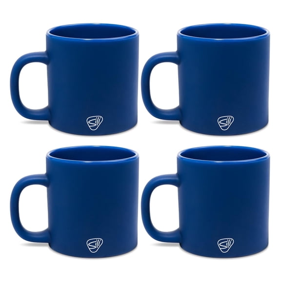 Silipint 16oz Silicone Coffee Mug – Unbreakable, Dishwasher Safe, Microwave, Oven & Freezer Compatible Travel Mug – Non-Toxic Reusable Cup for Hot Coffee, Tea, or Cold Drinks, Pack of 4, Classic Blue