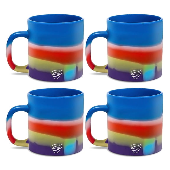 Silipint 16oz Silicone Coffee Mug – Unbreakable, Dishwasher Safe, Microwave, Oven & Freezer Compatible Travel Mug – Non-Toxic Reusable Cup for Hot Coffee, Tea, or Cold Drinks, Pack of 4, Drippy