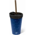 thumbnail image 1 of Silipint 16oz Silicone Straw Tumbler with 2-in-1 Lid – Unbreakable, Non-Toxic, Dishwasher Safe & Spill Proof Tumbler Leakproof Travel Mug for Coffee, Juice, Cocktail (Speckled Blue, smoke), 1 of 6