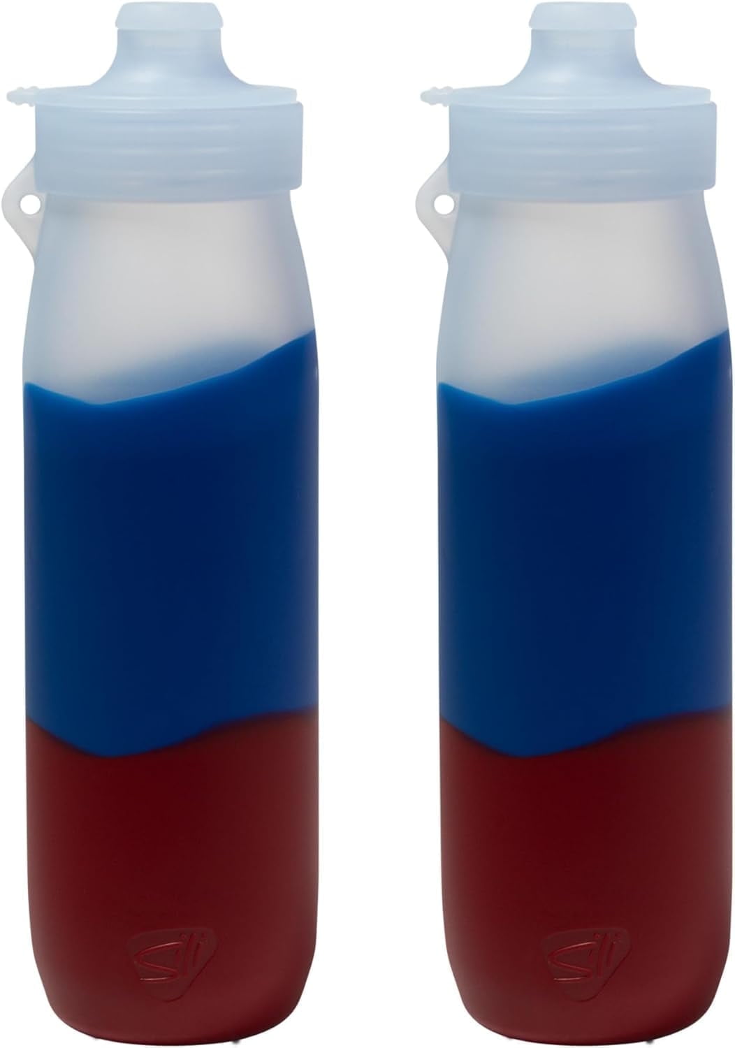 Silipint 30oz Silicone Water Bottle – Unbreakable, Non-Toxic, Dishwasher, Microwave, Oven & Freezer Safe – Leakproof Travel Water Bottle Hiking, Sports, Camping, Pack of 2, Americana