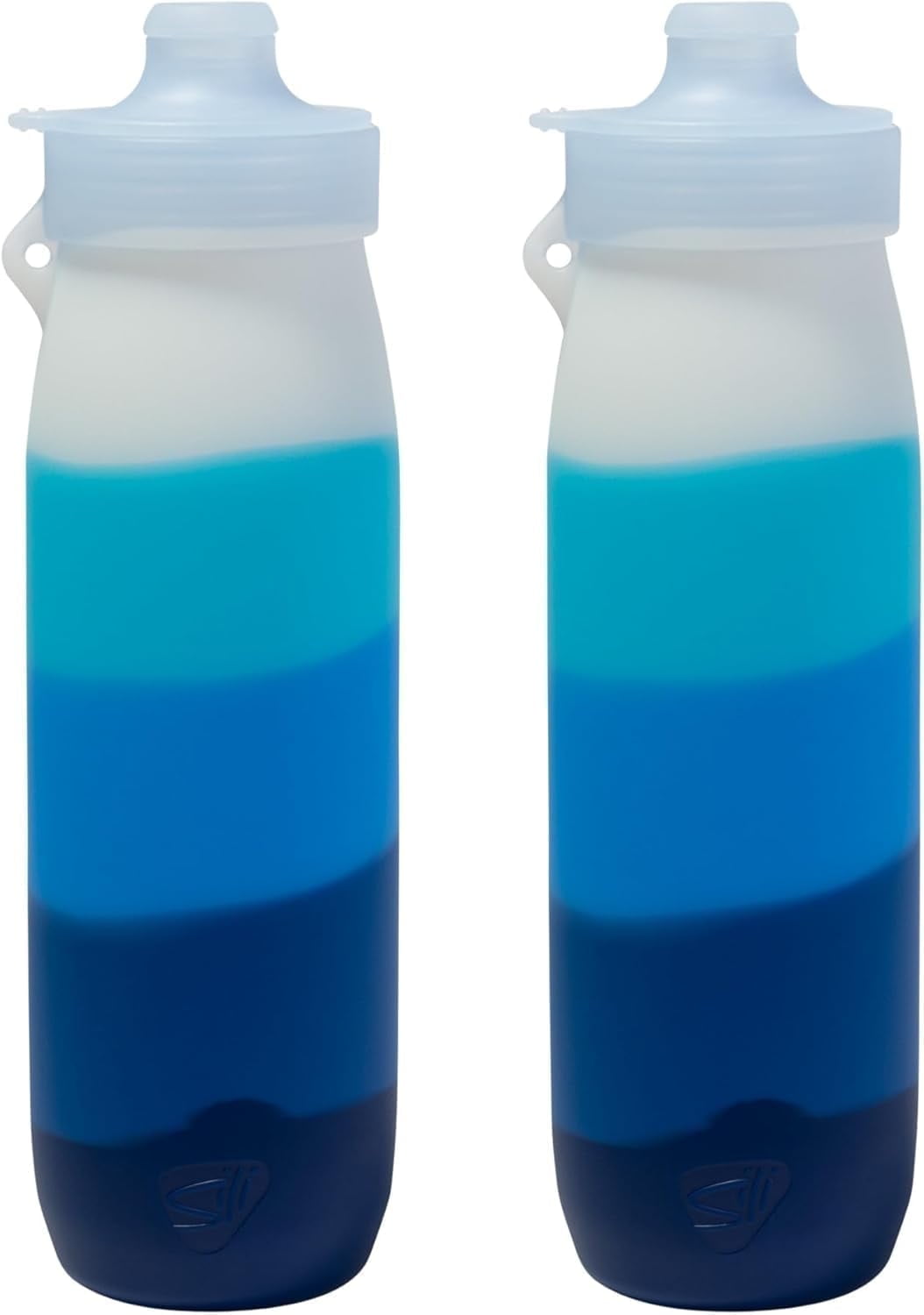 Silipint 30oz Silicone Water Bottle – Unbreakable, Non-Toxic, Dishwasher, Microwave, Oven & Freezer Safe – Leakproof Travel Water Bottle Hiking, Sports, Camping, Pack of 2, Blizzard