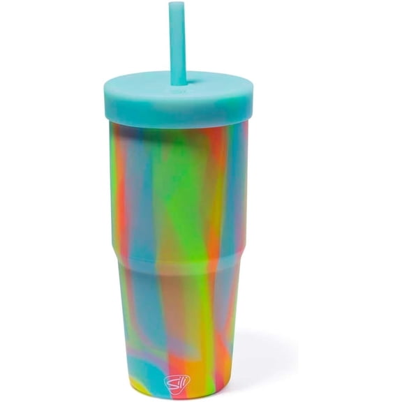 Silipint 32oz Silicone STRAW TUMBLER - Unbreakable, Non-Toxic, Dishwasher Safe - Perfect for Tea Cold Water Smoothies in Sugar Rush