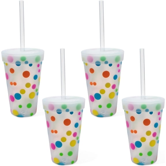 Silipint 4-Pack 16oz Mixed Sized Dots (HH) STRAW TUMBLER Pack of 4