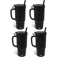 thumbnail image 1 of Silipint 32oz Silicone Tumbler with Handle, Flip Lid and Straw – BPA-Free, Non-Toxic, Freezer, Microwave, Dishwasher Safe, Pack of 4, Classic Black, 1 of 8