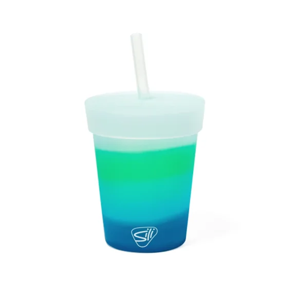 Silipint: 8oz Silicone Straw Tumbler – Leak Resistant, Unbreakable, Microwave Safe, BPA Free, Non-Toxic, Dishwasher Safe – Mountain Air