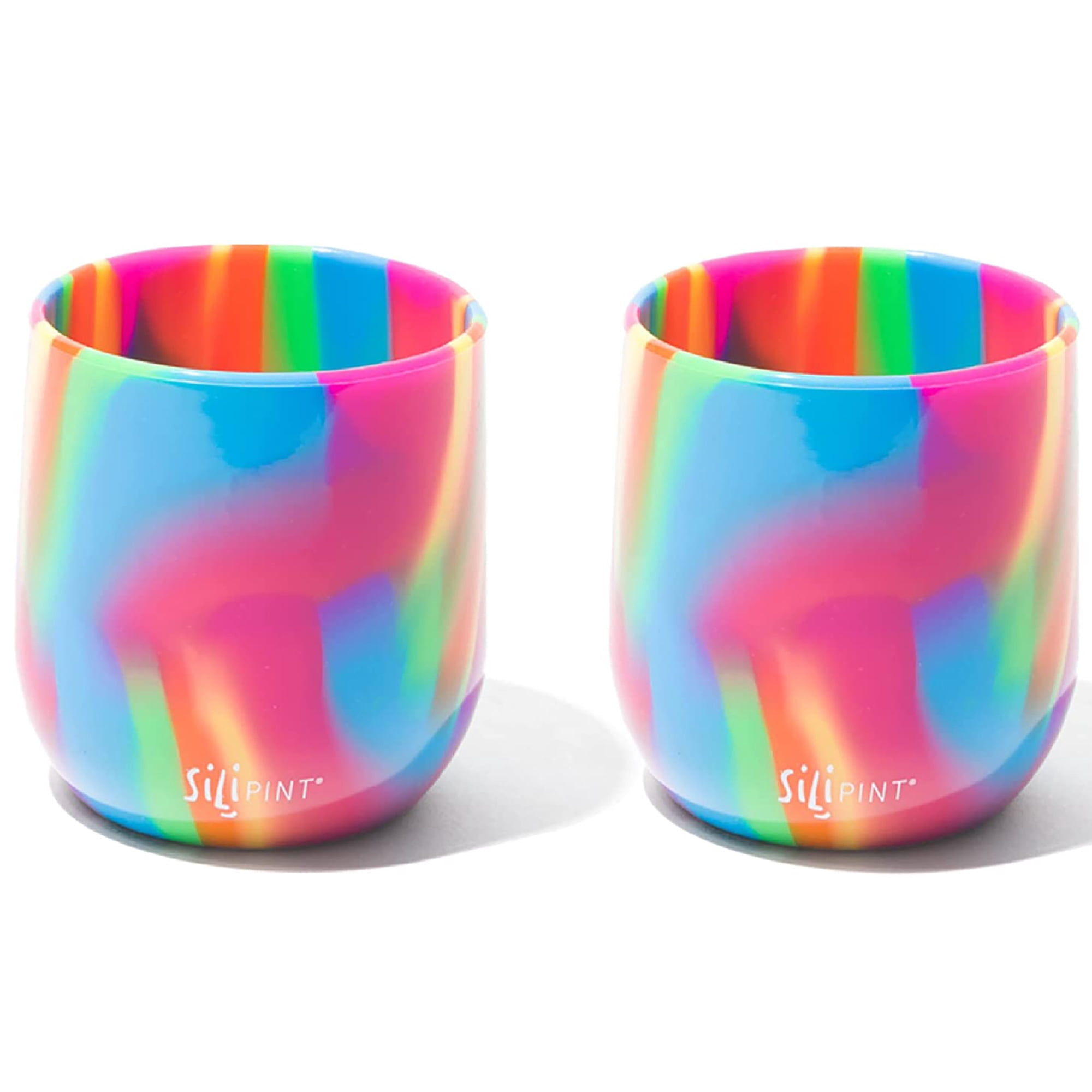 Silipint: Silicone 12oz Stemless Wine Glasses: 2 Pack Hippie Hops - Reusable Flexible & Unbreakable Cups, Hot/Cold