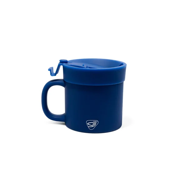 Silipint Silicone 16 oz Coffee Mug With Flip Lid, Classic Blue