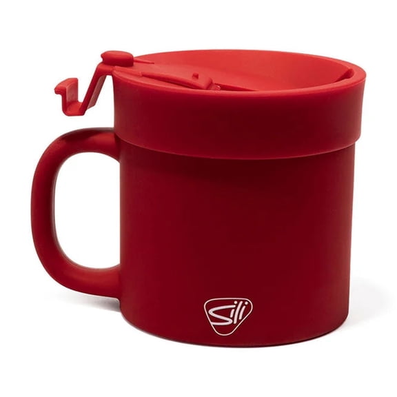 Silipint Silicone 16 oz Coffee Mug With Flip Lid, Classic Red