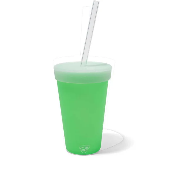 Silipint Silicone 16 oz Straw Tumbler, Glow in the Dark Green