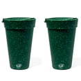 thumbnail image 1 of Silipint: Silicone 16oz Coffee Tumblers, 2 Pack, Green Speckled, 1 of 7