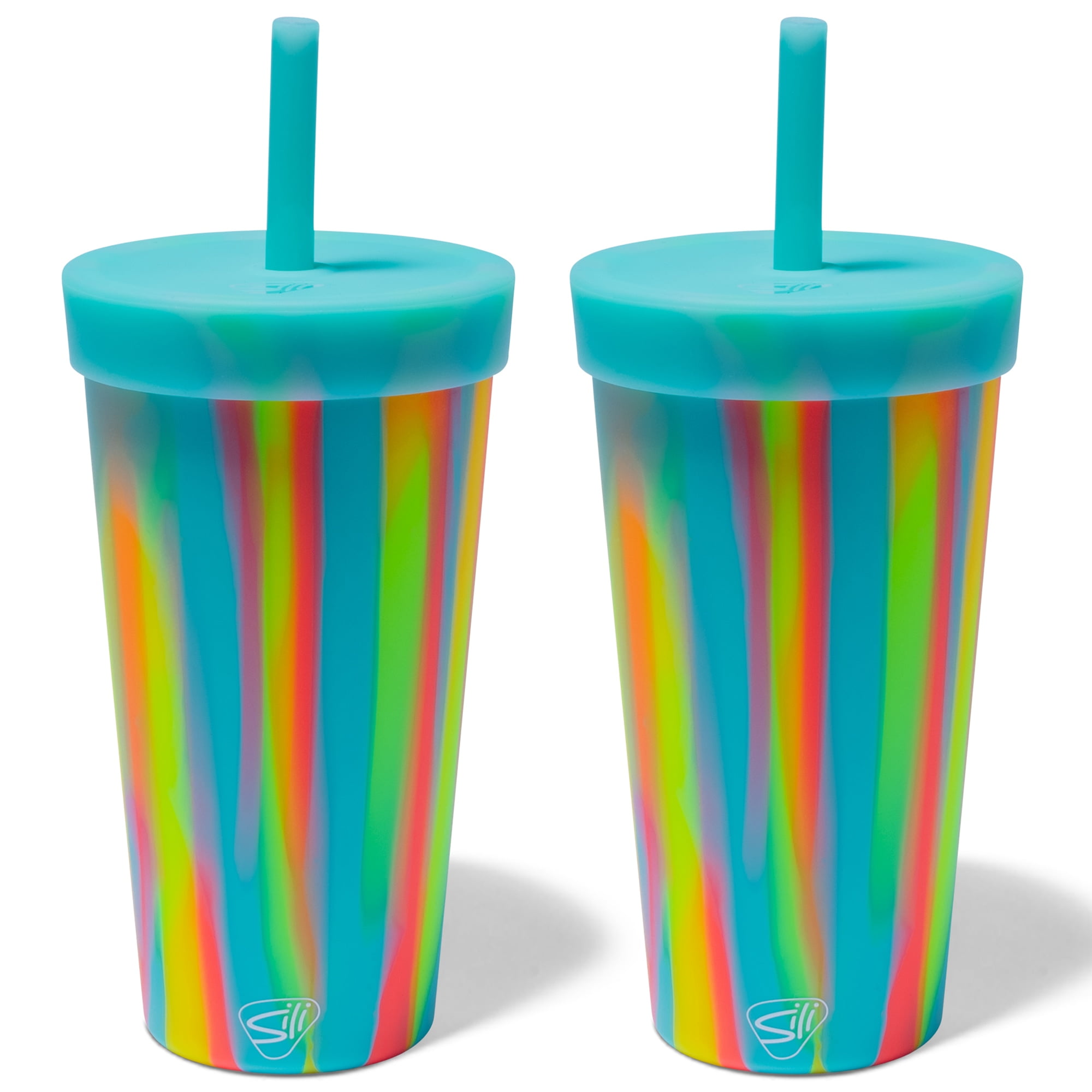 Silipint Silicone 22oz Straw Tumblers 2 Pack Sugar Rush Reusable
