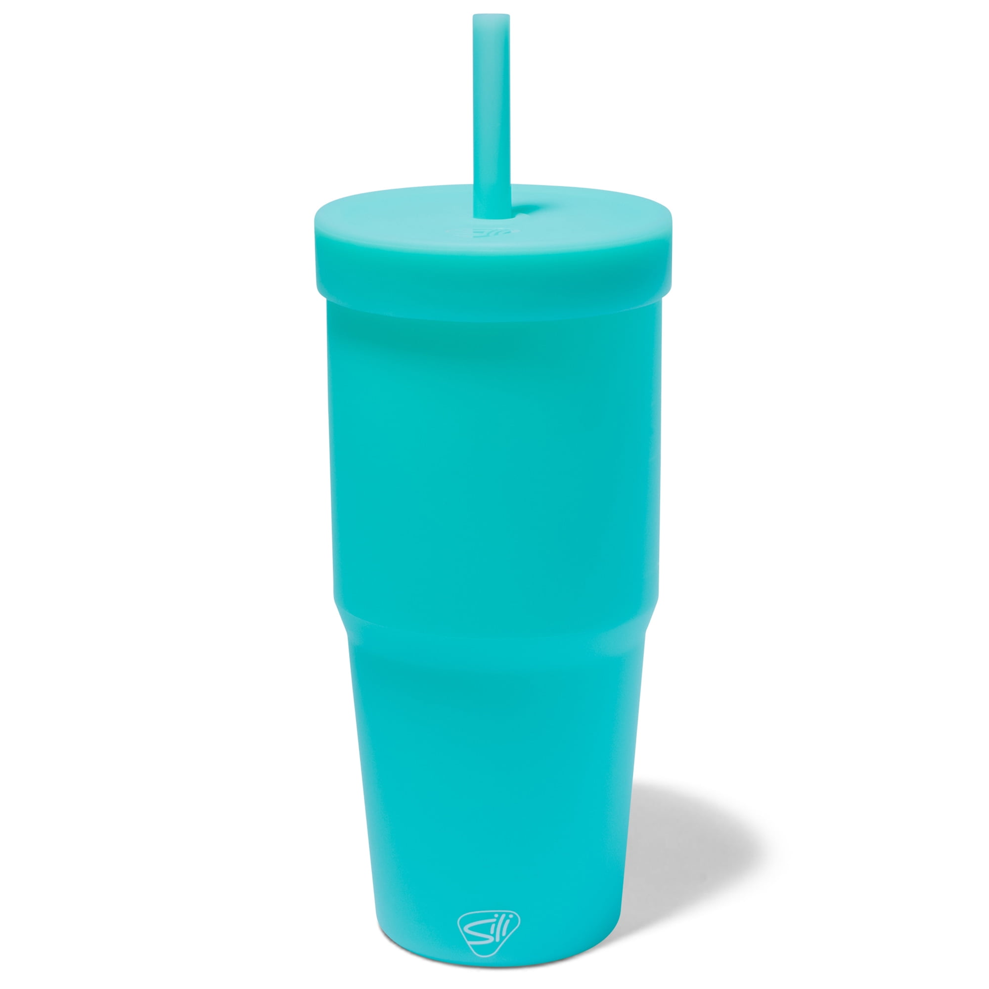 Silipint: Silicone 32oz Straw Tumbler: Aqua - Reusable, Unbreakable Cup,  Flexible, Hot/Cold, Airtight Lid, Travel