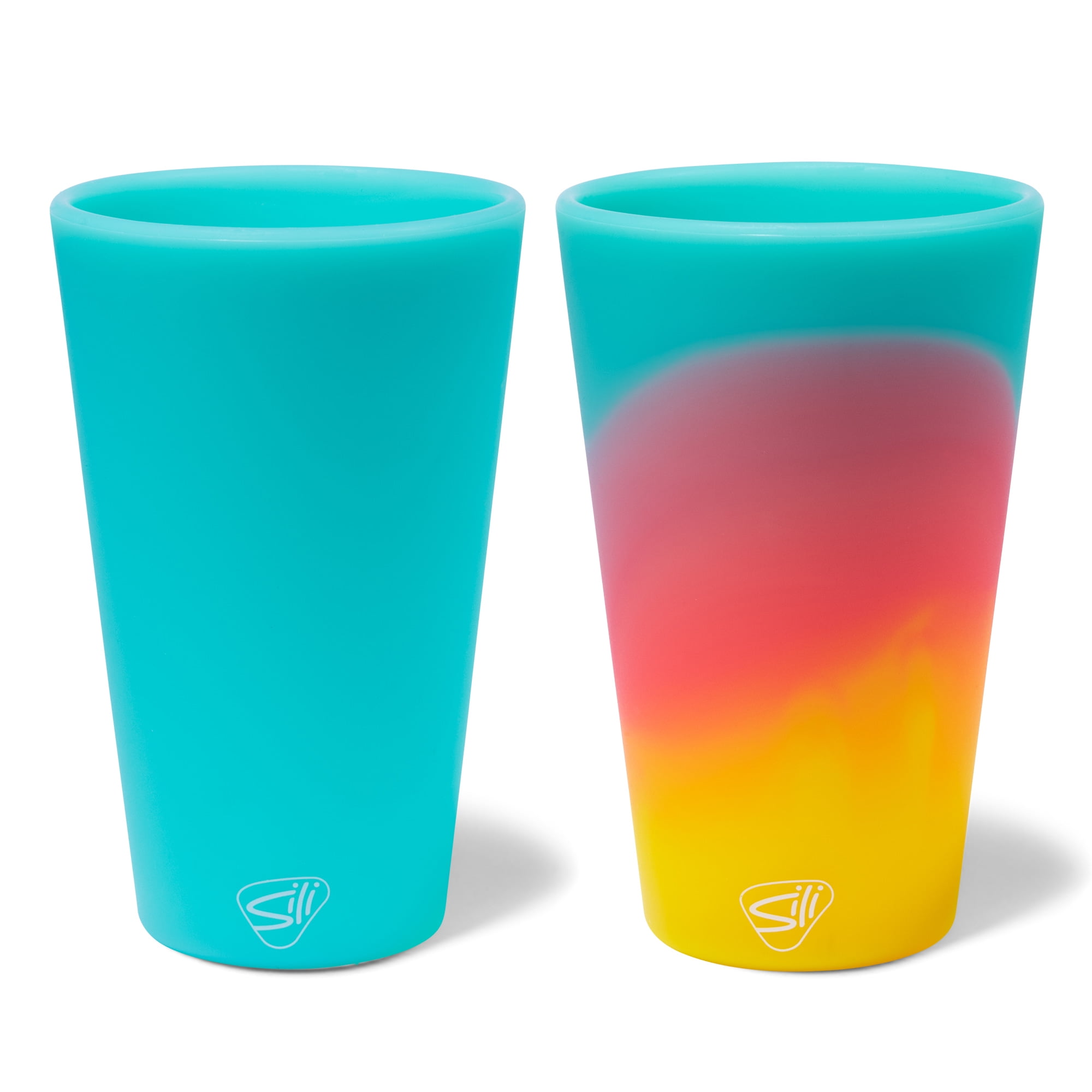 Silipint: Silicone Pint Glasses: 2 Pack Arctic Sky - 16oz Unbreakable Cups, Flexible, Hot/Cold, Reusable, Easy Grip