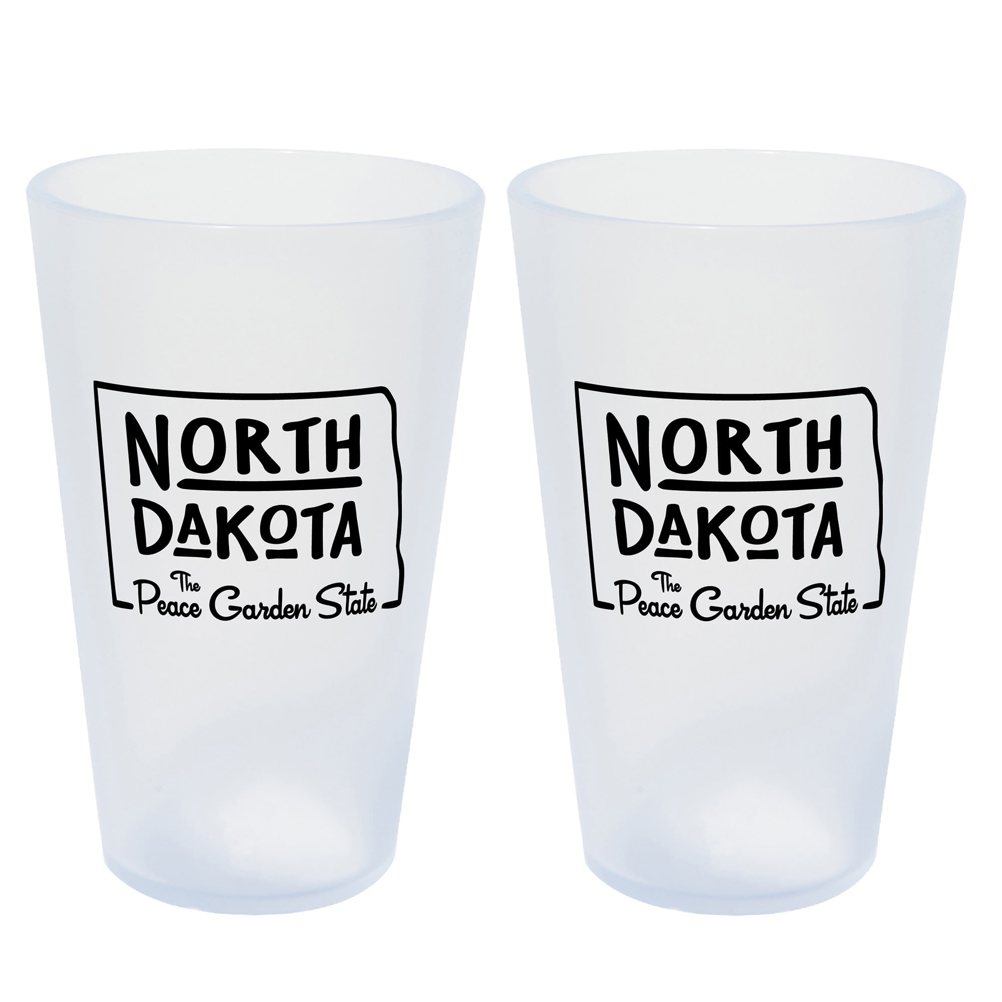Silipint State Pint Glasses 16oz 2 Pack North Dakota Icicle Silicone Cups, Unbreakable