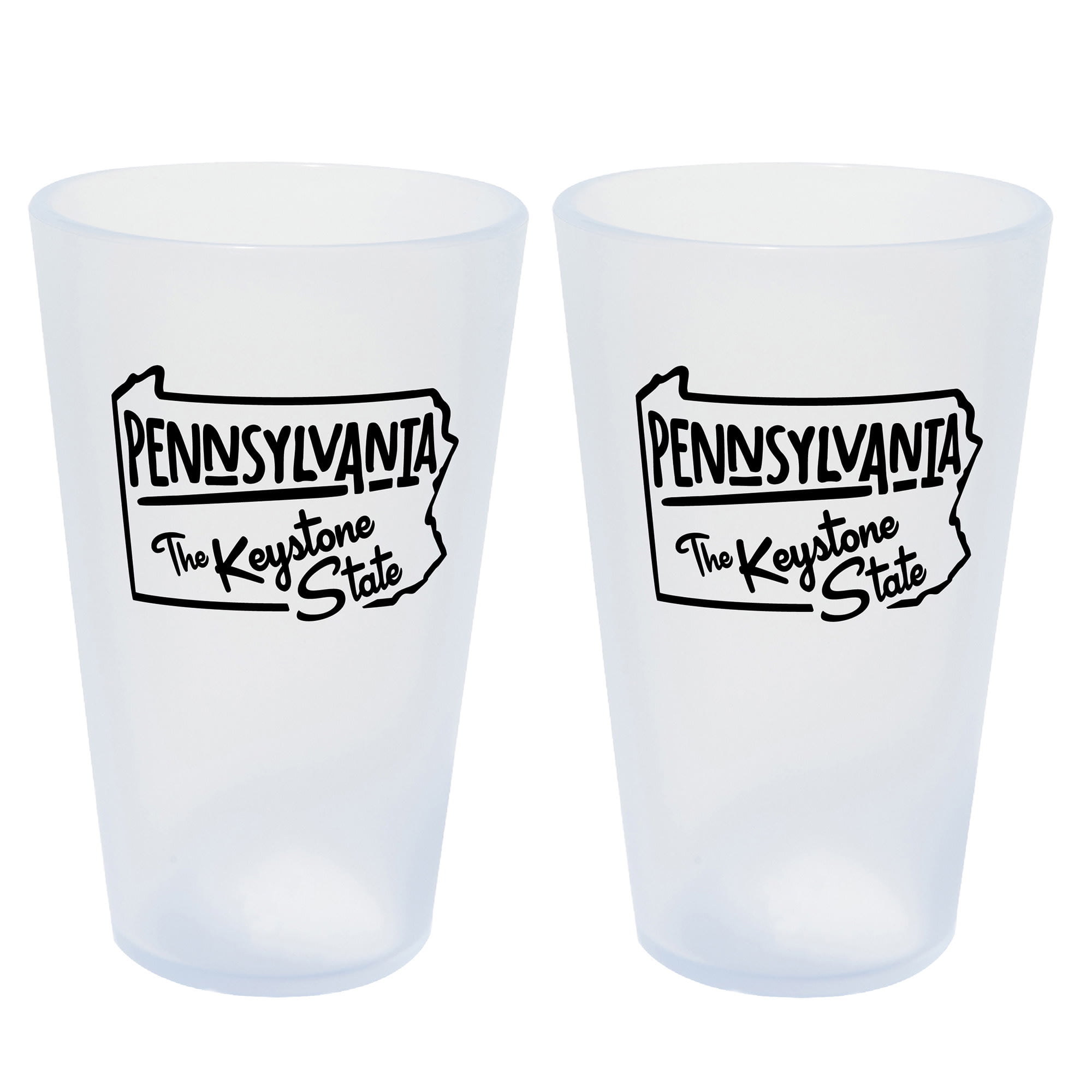 Silipint: State Pint Glasses 16oz: 2 Pack - Pennsylvania - Icicle Silicone Cups, Unbreakable, Hot/Cold Drinks, Dishwasher-Microwave-Freezer-Oven Safe