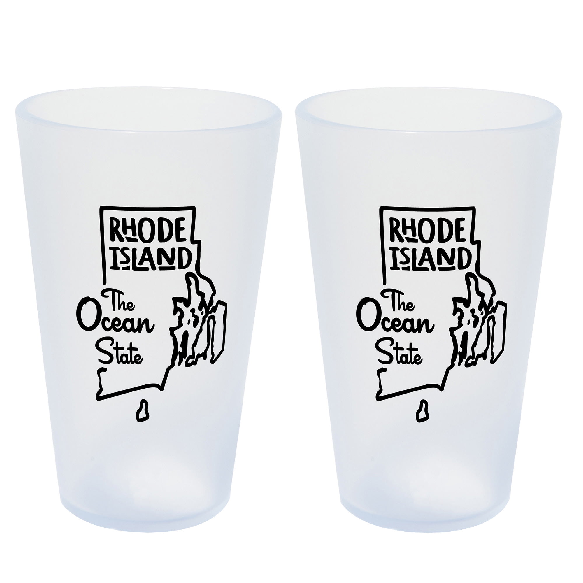 Silipint: State Pint Glasses 16oz: 2 Pack - Rhode Island - Icicle Silicone Cups, Unbreakable, Hot/Cold Drinks, Dishwasher-Microwave-Freezer-Oven Safe