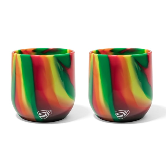 Silipint: Stemless Wine Glasses 12oz: 2 Pack - Hibiscus - Silicone Unbreakable Cups, Hot & Cold Drinks, Dishwasher-Microwave-Freezer-Oven Safe