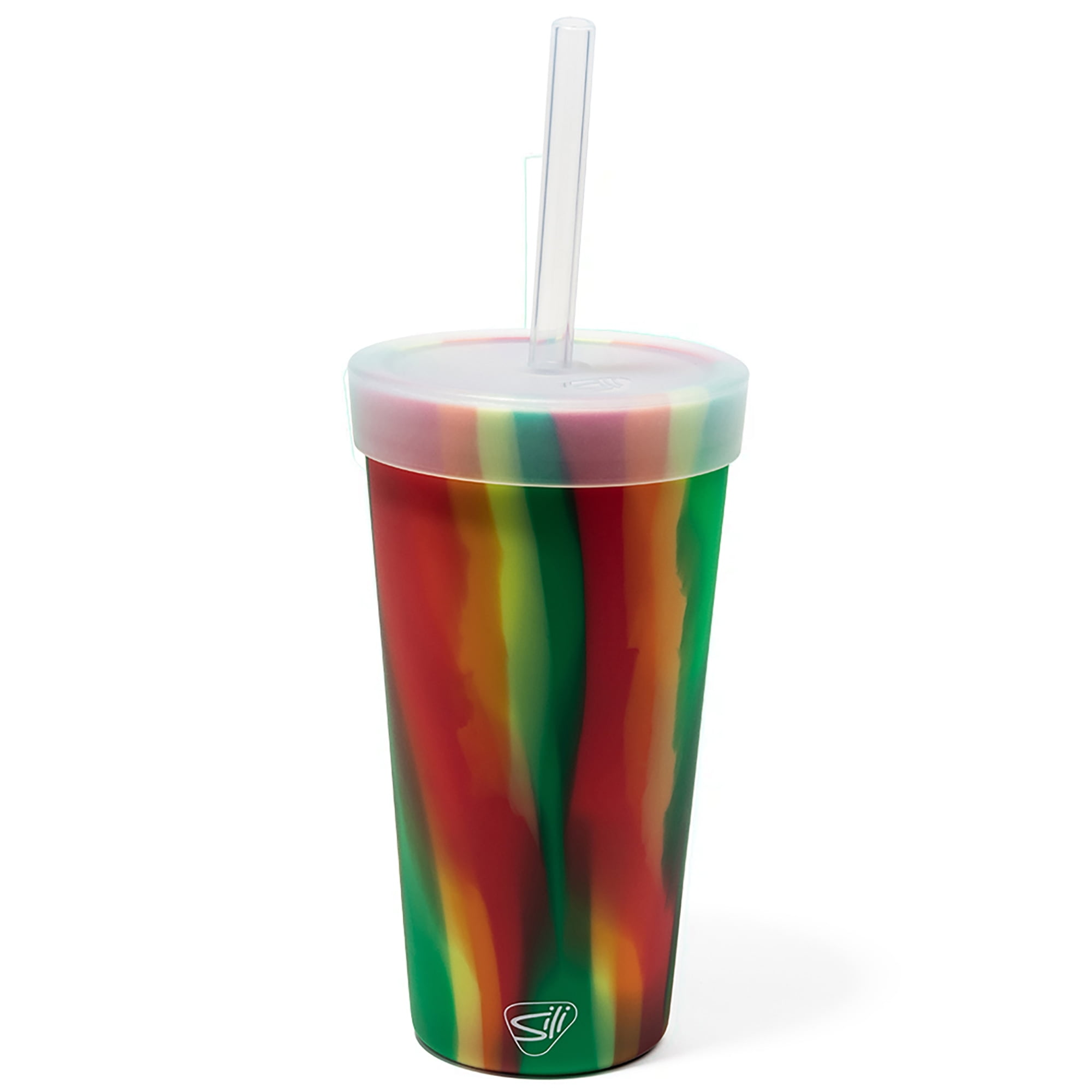 Silipint Straw Tumber 22oz Hibiscus Silcone Travel Cup, Airtight