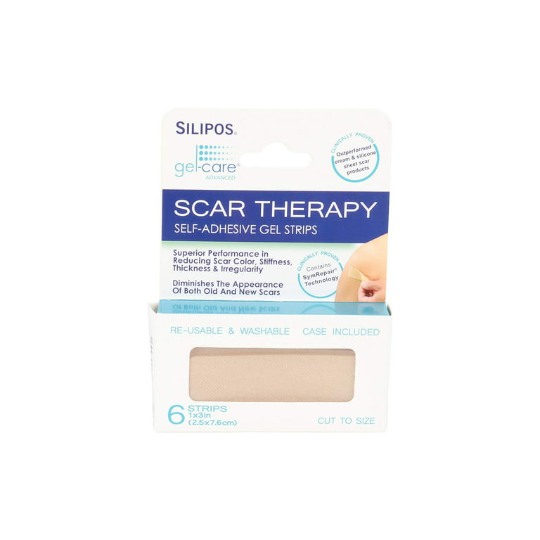 Silipos 92838 Gel-Care Advanced Scar Therapy Self-Adhesive Gel Strips,  6-Pack, 1x3 in, Washable, Reusable, Scar Management 