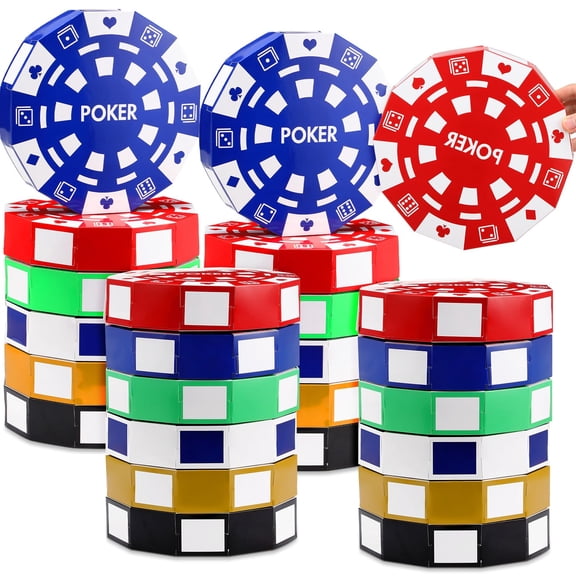 Silipull 24 Pcs Casino Theme Party Decorations 9 Inch Large Poker Chip Favor Boxes Jumbo Chip Table Centerpiece for Game Night New Year Prom Party Supplies, Multicolor A101