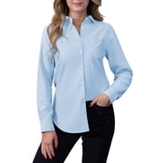 Siliteelon Womens Button Down Shirt Long Sleeve Oxford Cotton Blouse Classic Fit Wrinkle Resistant Office Work Top with Pocket