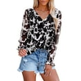 thumbnail image 1 of Siliteelon Boho Floral Blouses for Women Long Sleeve V Neck Chiffon Flowy Shirts Loose Fit, 1 of 5