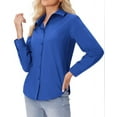 thumbnail image 1 of Siliteelon Button Down Shirts for Women Long Sleeve Shirts Wrinkle Free Blue Formal Work Office Blouses Tops Dress Shirts Regular Fit, 1 of 7