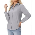 thumbnail image 1 of Siliteelon Button Down Shirts for Women Long Sleeve Shirts Wrinkle Free Formal Work Office Blouses Tops Dress Shirts Regular Fit Light gray, 1 of 7