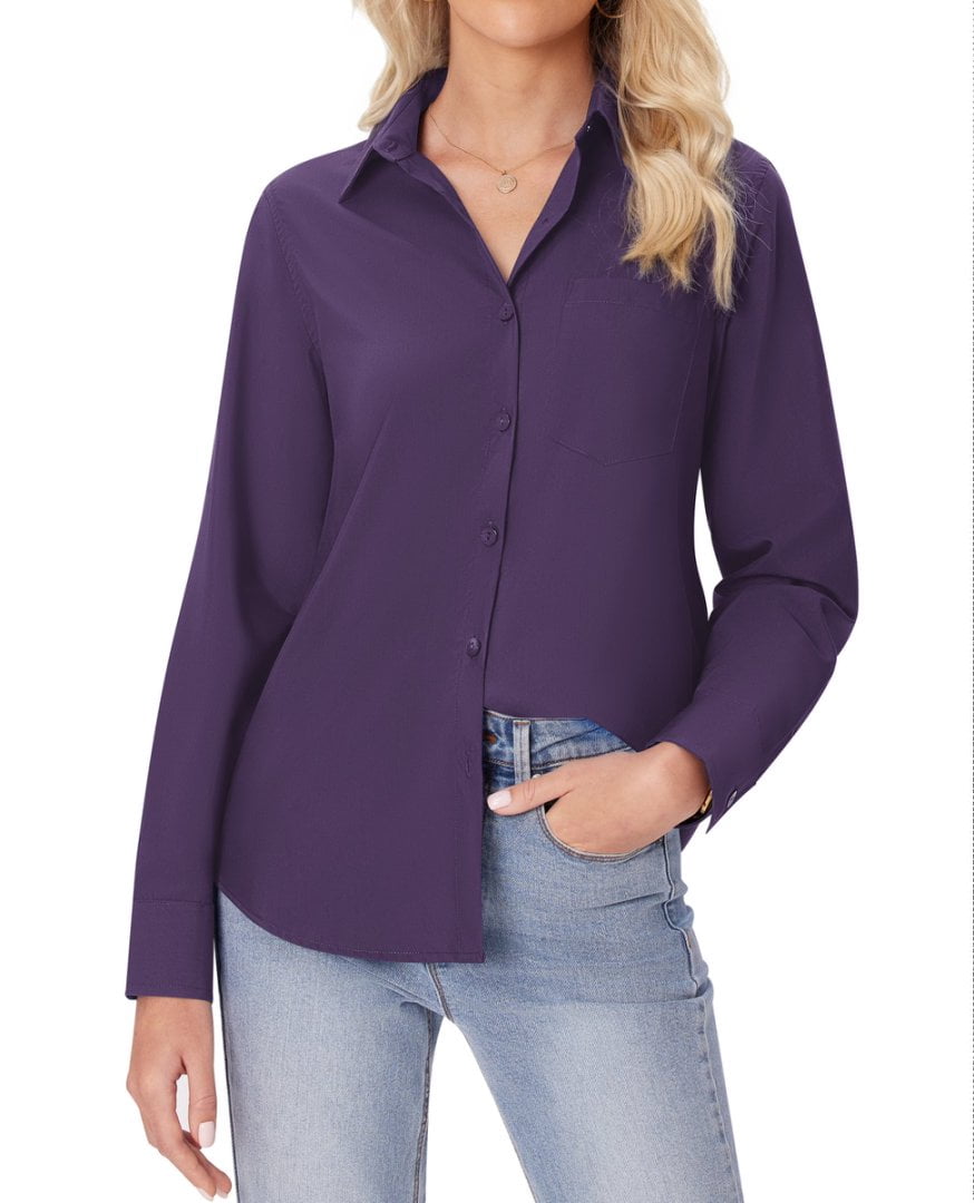 Siliteelon Button Down Shirts For Women Dress Shirts Cotton