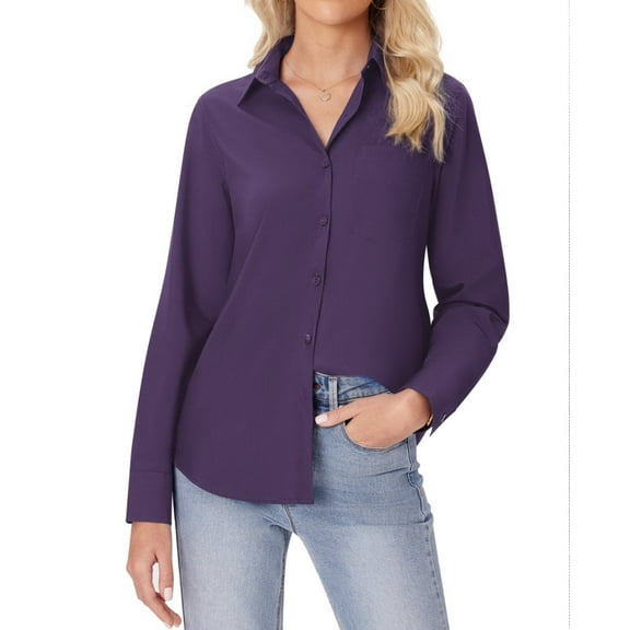 Siliteelon Women's Wrinkle Free Dress Shirts Long Sleeve Button Down Business Casual Office Work Blouse