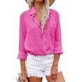 thumbnail image 1 of Siliteelon Casual Button Down Shirts for Women Long Sleeve Cotton Gauze Blouse with Pocket, 1 of 4