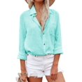 thumbnail image 1 of Siliteelon Casual Button Down Shirts for Women Long Sleeve Cotton Gauze Blouse with Pocket, 1 of 4