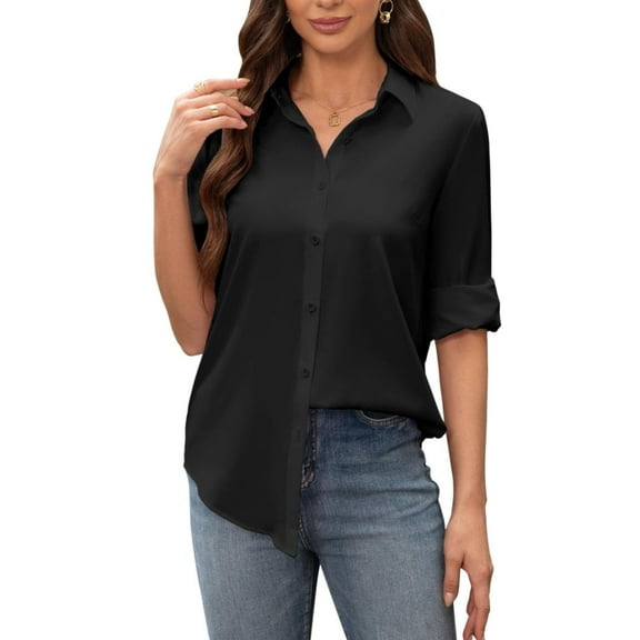 Siliteelon Women's Shirt Stain Resistant Wrinkle Free Long Sleeve Button Down Office Work Business Dress Shirt Tops