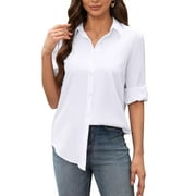 SILITEELON Women's Shirt Stain Resistant Wrinkle Free Long Sleeve Button Down Office Work Business Dress Shirt Tops