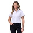 thumbnail image 1 of Siliteelon Short Sleeve Cotton Work Shirts for Women Basic Button Up Shirt, 1 of 7