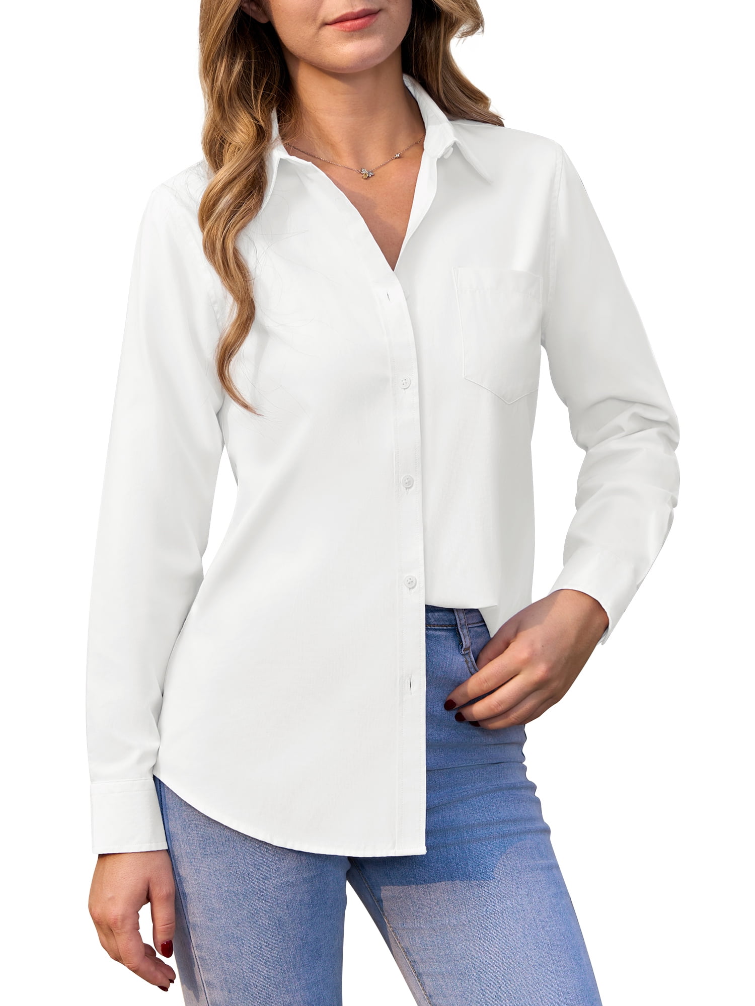 Hotojiny Women's Long Sleeve V Neck Work Shirt Elegant Solid Color Chiffon Office Blouse Top Tunic For Women 33bd96c1 Cdb4 48d4 9552 27eb64dbf96e.0dbb36942b4a7a489db2f3334689af32