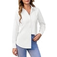 thumbnail image 1 of Siliteelon Womens Button Down Shirt Long Sleeve Oxford Cotton Blouse Classic Fit Wrinkle Resistant Office Work Top with Pocket, 1 of 7