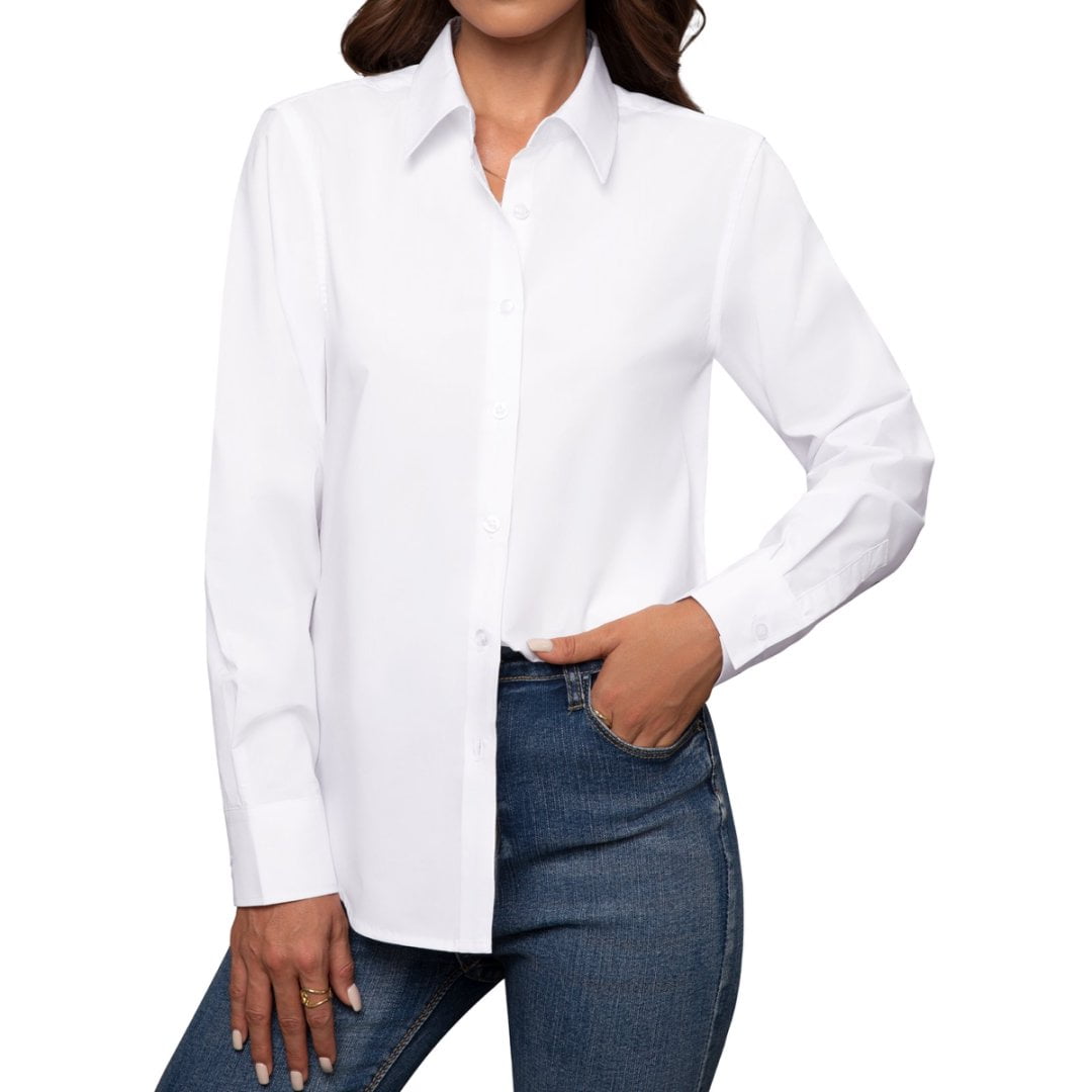 Women's White & Yellow Striped Button-Down Shirt – Long Sleeve | Casual & Office Wear