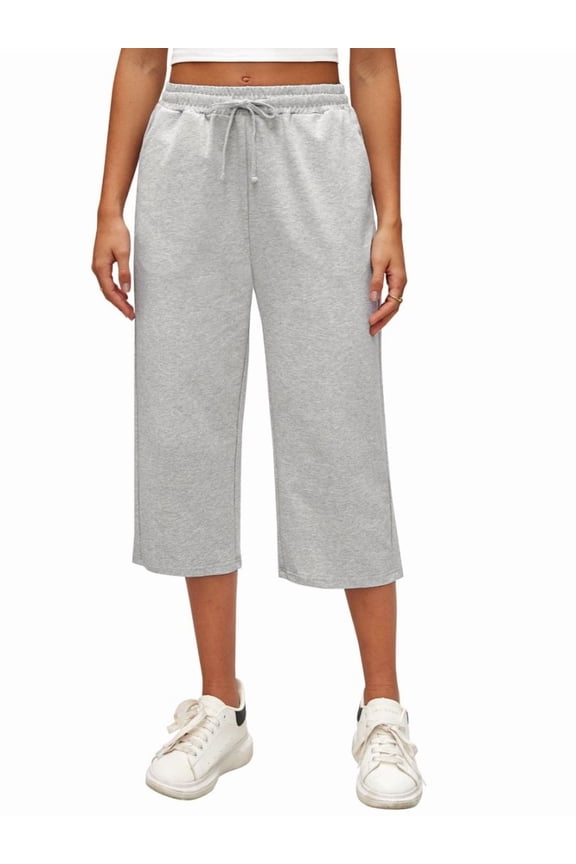 Women's Capri Lounge Pants Drawstring Soft Workout Sweatpants Causal Yoga Pants with Pockets Loose Fit