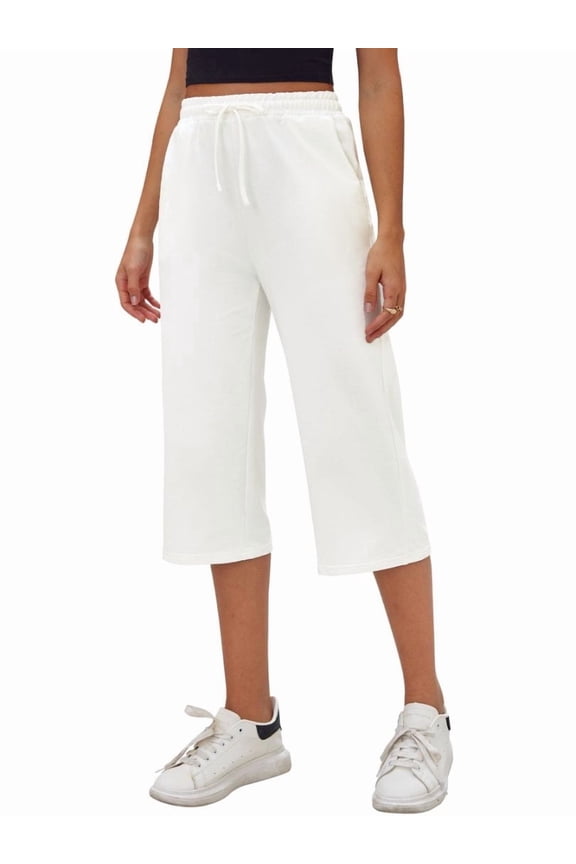 Women's Capri Yoga Pants with Pockets Wide Leg Causal Pants