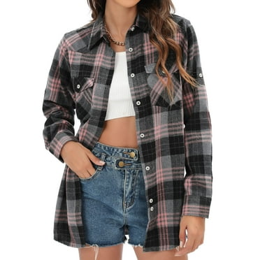 JJ Perfection Womens Long Sleeve Collared Button Down Plaid Flannel ...