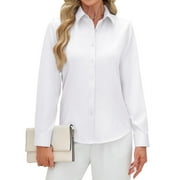 SILITEELON Women's Long Sleeve Button Down Shirts Wrinkle-Free Office Work Blouse