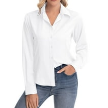 Siliteelon Women's Long Sleeve Button Down Shirts Wrinkle-Free Office Work Blouse