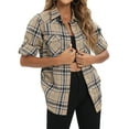 thumbnail image 1 of Siliteelon Womens Flannel Shacket Button Down Plaid Long Sleeve Casual Business Blouse Top Fall Winter Outfits, 1 of 6