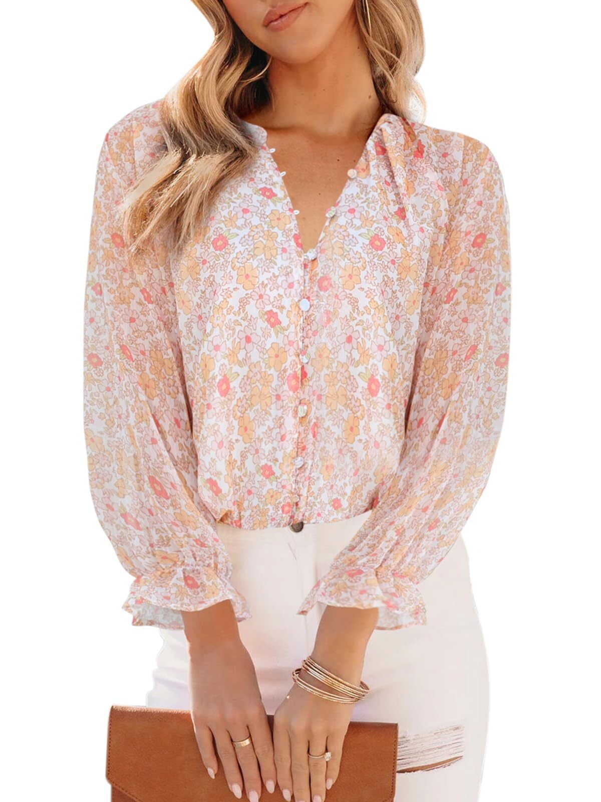 Boho Style Women Chiffon Blouse Floral Print Tops Shirt for Women Clothing 4XL Chiffon Shirts main image 0