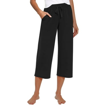 Siliteelon Womens Capri Yoga Pants with Pockets Drawstring Causal Lounge Pants