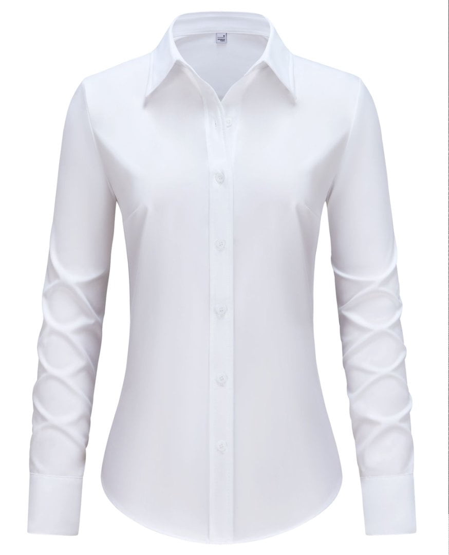 Siliteelon Womens Long Sleeve Button Down Shirts V Neck Work Blouses ...